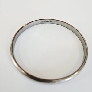 Lia Sophia Signed The Joy Is In The Journey Silver Tone Copper Bangle Bracelet M